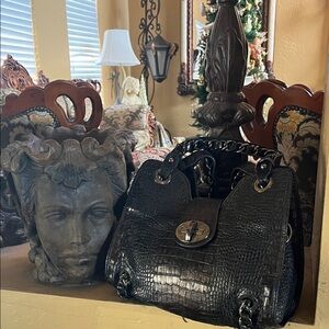 Vintage Stuart Weitzman Brown and Black Leather Satchel.